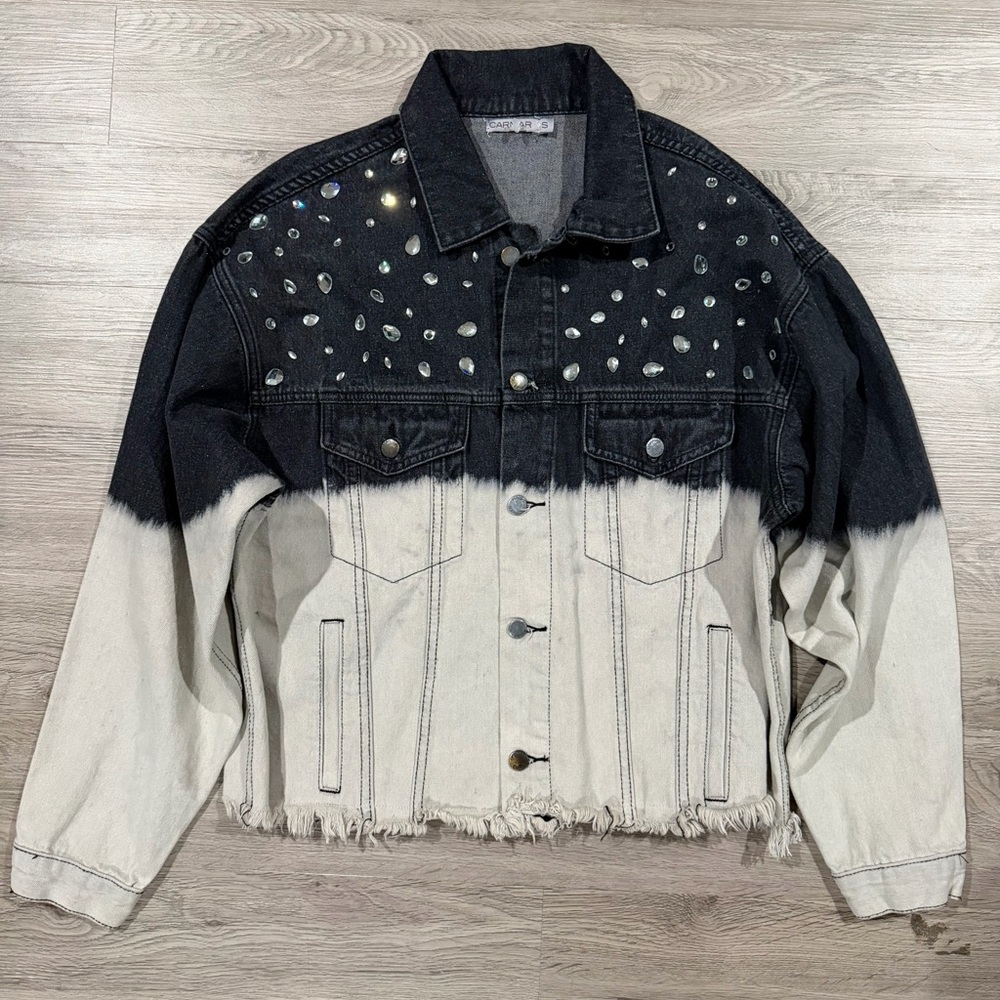 Carmar Embelished Dip-Dye‎ Denim Jacket - Black & White